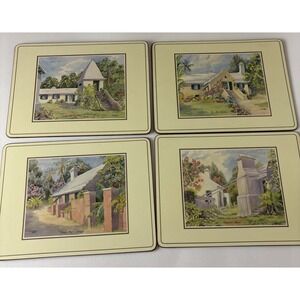 Vintage Pimpernel English Placemats Cork Back Set Of 4 Molly D Smith 9"x12"